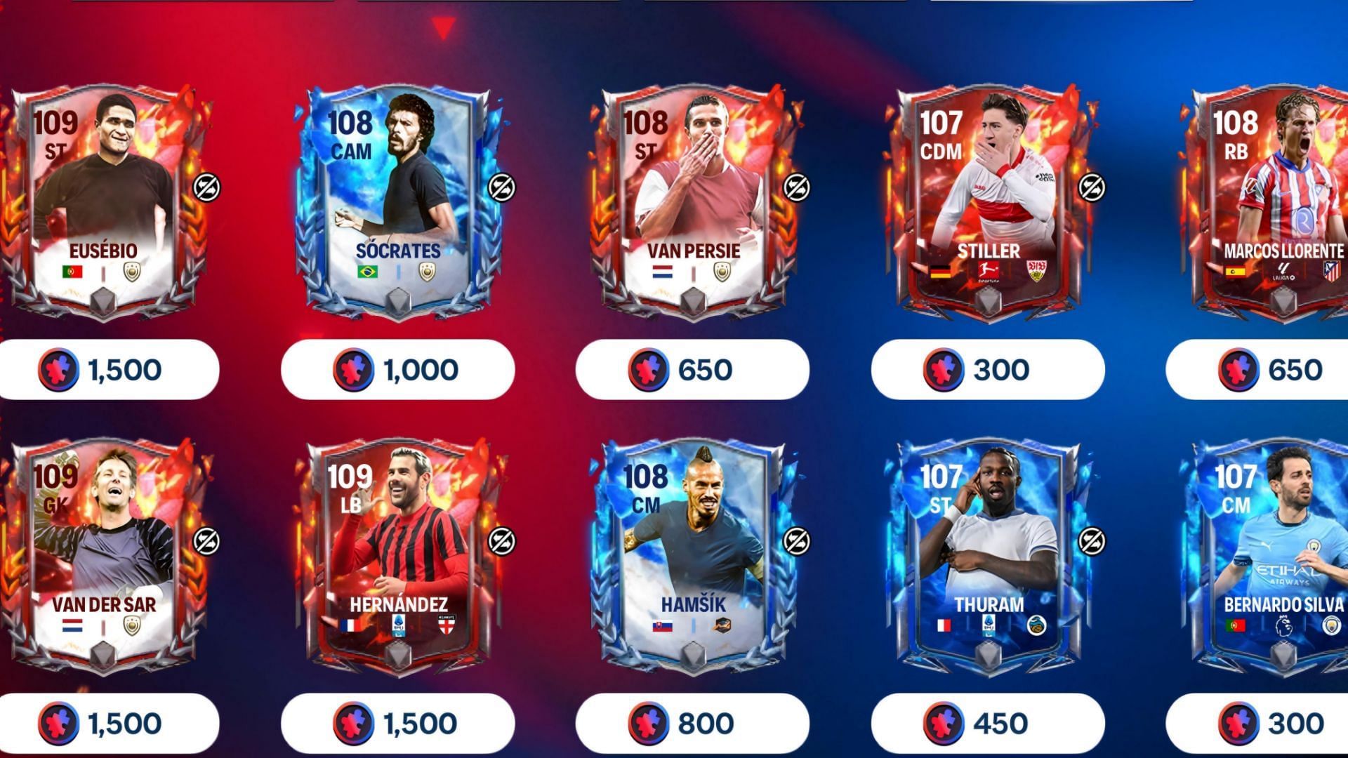 Snippet showing EA FC Mobile Aqua vs Inferno Week 2 players lisf (Image via EA Sports)